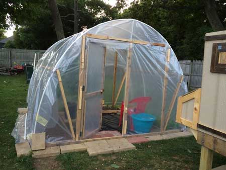Finished greenhouse with door open