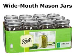 Wide-Mouth Mason Jars - Quart size