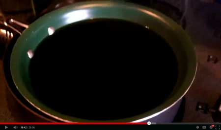 Step 6 - Pour your dark green mixture into the top pot of your double-boiler