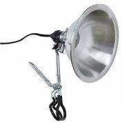 A heavy-duty clamp light socket with reflector