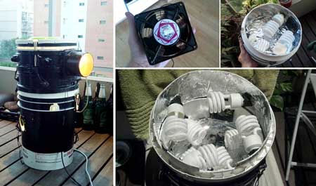 Upgrade space bucket by installing a CFL light-top